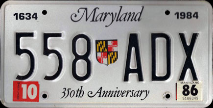Maryland - 350th
                  Anniversary 1986
